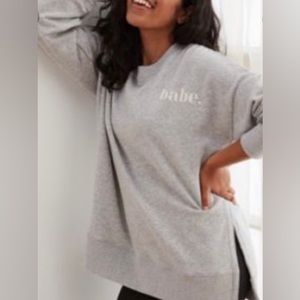 Aerie, Oversized, Small, Grey Babe Sweatshirt